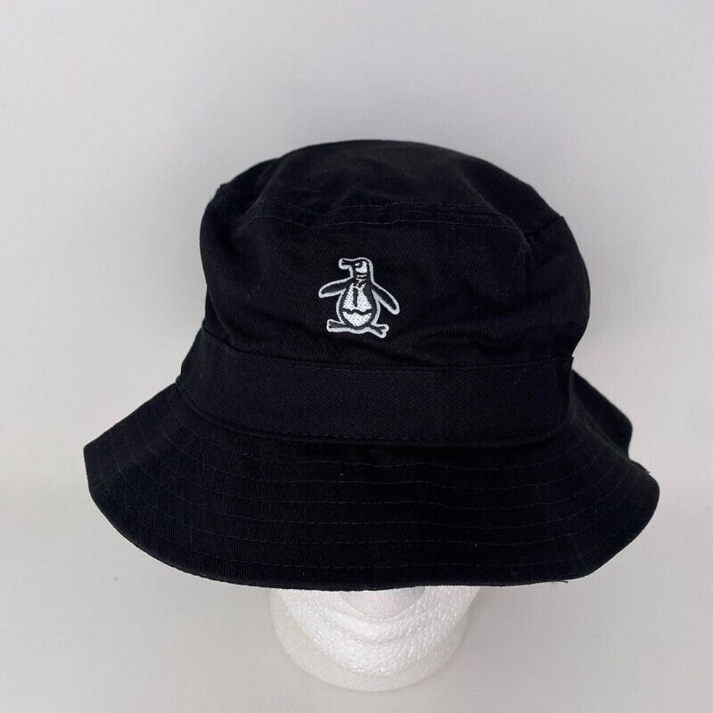 Original Penguin Bucket Hat OSFM Cotton Black Summer Pool Beach Style $45